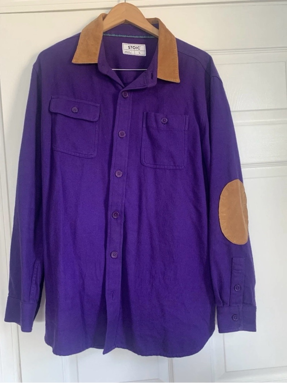 Stoic Men's Purple Flannel with Elbow Patches, Size L
